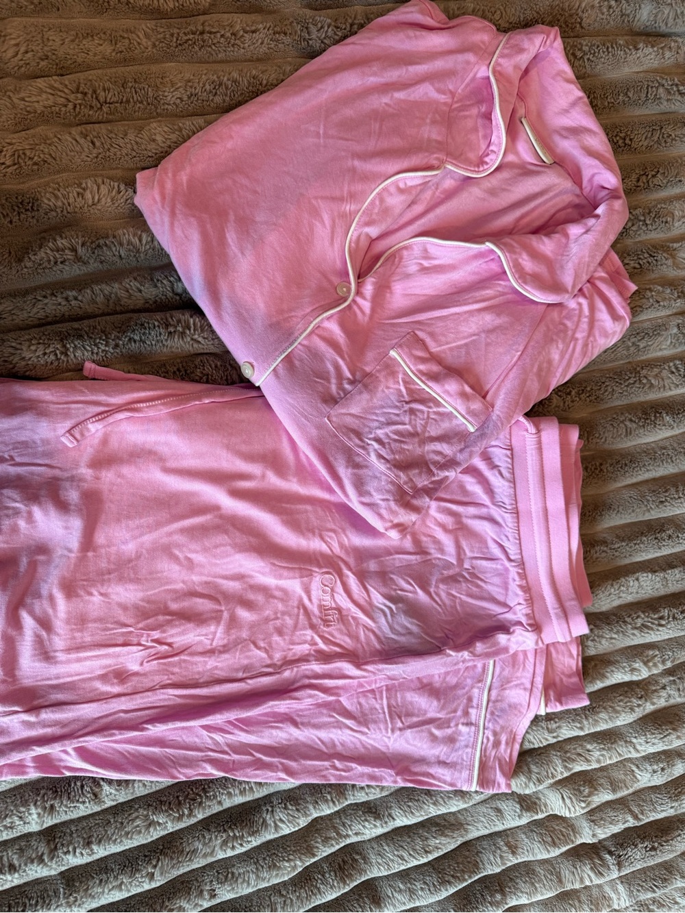 Comfort brand Pink Pajama Set with Contrast Piping